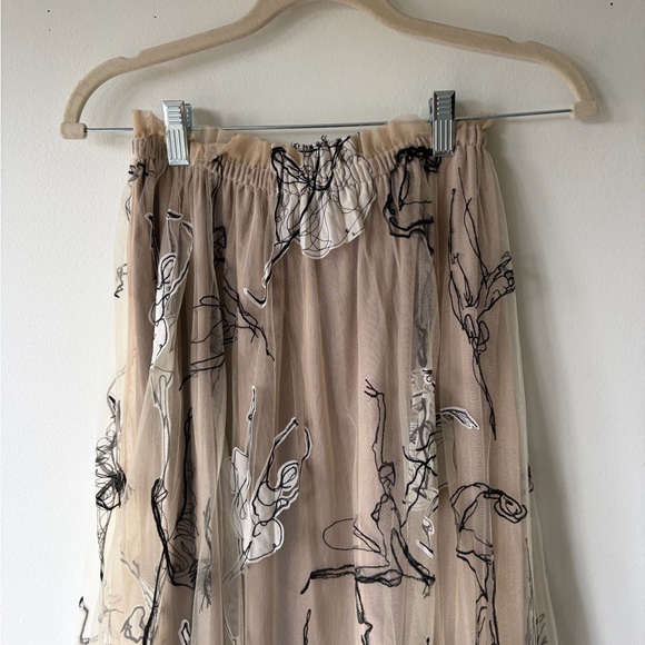 ANTHROPOLOGIE Geisha Designs Georgette Pleated tulle dancer maxi skirt Sz Med - Picture 5 of 10